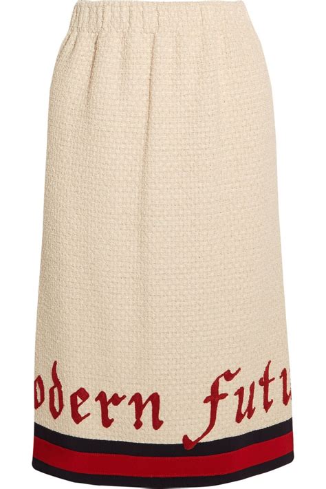 gucci embroidered tweed skirt|net a porter gucci skirt.